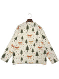 Women'S Festive 3D Printed Christmas Tree and Bow Cardigan, Crew Neck, Polyester Knit Sweater with Button Details for All Seasons