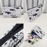 woloong  Flower & Letter Print Cosmetic Bag, Zipper Portable Makeup Pouch, Lightweight Coin Purse