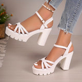 Ultrahigh Heel Womens Platform Sandals - Fashionable Open Toe Ankle Strap Lace Up Shoes with Faux Leather Upper, PU Sole, and Sexy Style for Summer Outdoor Wear - All-Season, Solid Color, No Printing