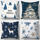 4-Pack 18x18 Inch Contemporary Christmas Throw Pillow Covers with Zipper Closure, Hand Washable Polyester, Woven Festive Print Design for Living Room Sofa Decoration (Pillow Inserts Not Included)