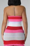 woloong - Blue Sexy Patchwork Backless Contrast Strapless Wrapped Skirt Dresses