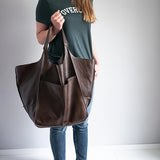 Large Capacity Retro Tote Bag - Spacious Interior, Versatile Shopping Bag, Premium PU Leather - Embracing Minimalist Chic with a Timeless Design