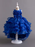 Sparkling Princess Ruffle Dress - Flouncy Tulle Gown with Glitter Sequins & Multi-Layer Organza Trail - Perfect for Girls Formal Events & Pageants