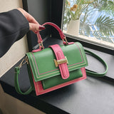 Fashion-Forward Color Blocking Crossbody Bag - Stylish Square Flap with Spacious Compartments - Versatile Daily Shoulder Bag for Chic Women