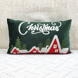 1pc Vibrant Green Dutch Fleece Embroidered Christmas Cushion Throw Pillow Cover