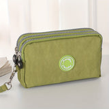 Three Zipper Clutch Wallet, Women Multi Layer Coin Purse, Versatile Wristlet Mobile Phone Bag