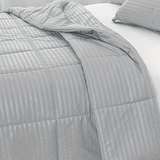 3pcs Fashion Luxury Comforter Set 1* Comforter + 2*Pillowcase, Without Core, Grey Striped Print Quilted Winter Bedding Set, Soft Warm And Skin-friendly Duvet For Bedroom, Guest Room