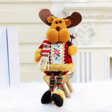 3 Pieces Christmas Sitting Santa Claus Snowman Reindeer Christmas Ornament Long Legs Table Fireplace Decor Home Decoration Christmas Figurines Plush
