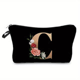 woloong  Flower & Letter Print Cosmetic Bag, Zipper Portable Makeup Pouch, Lightweight Coin Purse