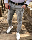 Mens Pants Y2k mens plain elastic dress pants slim Leggings tapered plaid business casual 230718