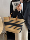 woloong Striped Split-Joint Contrast Color Handbags