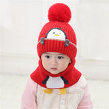 2pcs Children's Hat + Scarf Set Thickened Warm Knitted Hat Set