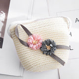 woloong Summer Hand Made Straw Bags Children Single Inclined Shoulder Bags Exquisiteness Kids Cartoon Coin Purses Cute Princess Handbags