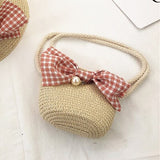 woloong Summer Hand Made Straw Bags Children Single Inclined Shoulder Bags Exquisiteness Kids Cartoon Coin Purses Cute Princess Handbags