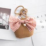 woloong Summer Hand Made Straw Bags Children Single Inclined Shoulder Bags Exquisiteness Kids Cartoon Coin Purses Cute Princess Handbags