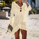 woloong Sexy Cover Up Bikini Women Swimsuit Cover-up Beach Bathing Suit Beach Wear Knitting Swimwear Mesh Beach Dress Tunic Robe