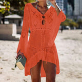 woloong Sexy Cover Up Bikini Women Swimsuit Cover-up Beach Bathing Suit Beach Wear Knitting Swimwear Mesh Beach Dress Tunic Robe