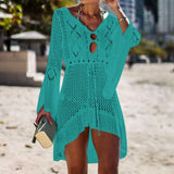 woloong Sexy Cover Up Bikini Women Swimsuit Cover-up Beach Bathing Suit Beach Wear Knitting Swimwear Mesh Beach Dress Tunic Robe