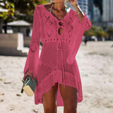 woloong Sexy Cover Up Bikini Women Swimsuit Cover-up Beach Bathing Suit Beach Wear Knitting Swimwear Mesh Beach Dress Tunic Robe