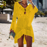 woloong Sexy Cover Up Bikini Women Swimsuit Cover-up Beach Bathing Suit Beach Wear Knitting Swimwear Mesh Beach Dress Tunic Robe