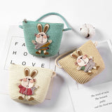 woloong Summer Hand Made Straw Bags Children Single Inclined Shoulder Bags Exquisiteness Kids Cartoon Coin Purses Cute Princess Handbags