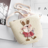 woloong Summer Hand Made Straw Bags Children Single Inclined Shoulder Bags Exquisiteness Kids Cartoon Coin Purses Cute Princess Handbags