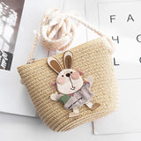 woloong Summer Hand Made Straw Bags Children Single Inclined Shoulder Bags Exquisiteness Kids Cartoon Coin Purses Cute Princess Handbags