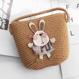 woloong Summer Hand Made Straw Bags Children Single Inclined Shoulder Bags Exquisiteness Kids Cartoon Coin Purses Cute Princess Handbags