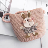 woloong Summer Hand Made Straw Bags Children Single Inclined Shoulder Bags Exquisiteness Kids Cartoon Coin Purses Cute Princess Handbags