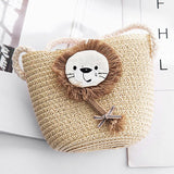 woloong Summer Hand Made Straw Bags Children Single Inclined Shoulder Bags Exquisiteness Kids Cartoon Coin Purses Cute Princess Handbags