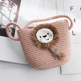 woloong Summer Hand Made Straw Bags Children Single Inclined Shoulder Bags Exquisiteness Kids Cartoon Coin Purses Cute Princess Handbags