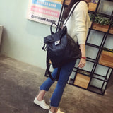 Women Backpack Large Capacity Women's Handbag Leather Girl Shoulder Bag Ladies Shopping Bags Casual Schoolbag Black Sling Bag 220323