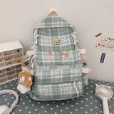 Japanese Plaid Backpack Korean Large capacity Students schoolbag Campus Stripe Style Fashionable girl Travel bag Waterproof 220323