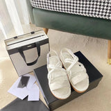 Designer Women Sandals High Quality Womens Slides Crystal Calf leather Casual shoes quilted Platform Summer Beach Slipper 35-40 With box and Shopping bag