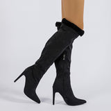 Women High Pointed Toe Lace Boots