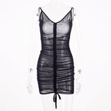 Woloong Sensual Sheer Mesh Mini Slip Dress