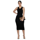 Woloong Sleek Monochrome Backless Bodycon Dress