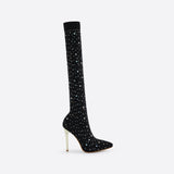 FIT Women Rhinestone Over-The-Knee Sock Boots