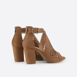 Women Open Toe Cut-Off Heeled Sandals