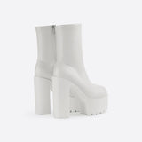 Women Waterproof Platform Side Zipper Thick Heel Boots