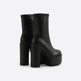 Women Waterproof Platform Side Zipper Thick Heel Boots