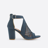Women Open Toe Cut-Off Heeled Sandals