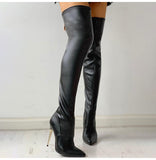 woloong  Women Over The Knee Boots Female Zip Sexy Black Long Boots Woman Thin Heel Ladies Pointed Toe Party Boots Women's Autumn Shoes