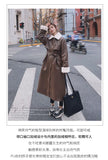 Winter Long Warm Thick Leather Trench Coat for Women with Faux Fur Inside Belt Loose Korean Fashion  Fur Lined Parka