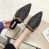 woloong Women Mules Luxury Flats Fashion Loafers Designer Shoes Summer Slippers Pointed Toe Slides Slip on Wedding Casual Ladies Sandals