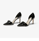 woloong  New Spring Autumn Shoes Glossy Leather Temperament Point Toe  Stiletto High Heels Lady Sandals D’Orsay Design Pumps With  S
