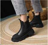 woloong  Chelsea Boots Women Genuine Leather Ankle Boots Platform Shoes Female Fashion Mixed Colors Booties