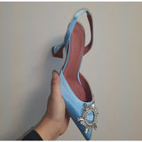 woloong Star style Women Sandals Elegant Pointed toe Slingback Summer Office Lady Shoes Fashion High heels Gladiator sandals Woman