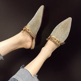 woloong Women Mules Luxury Flats Fashion Loafers Designer Shoes Summer Slippers Pointed Toe Slides Slip on Wedding Casual Ladies Sandals