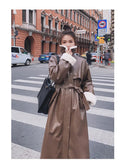 Winter Long Warm Thick Leather Trench Coat for Women with Faux Fur Inside Belt Loose Korean Fashion  Fur Lined Parka